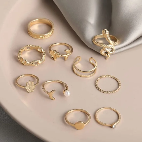 30 Piece Gold Plated Stackable Knuckle Rings NWT - Picture 5 of 6